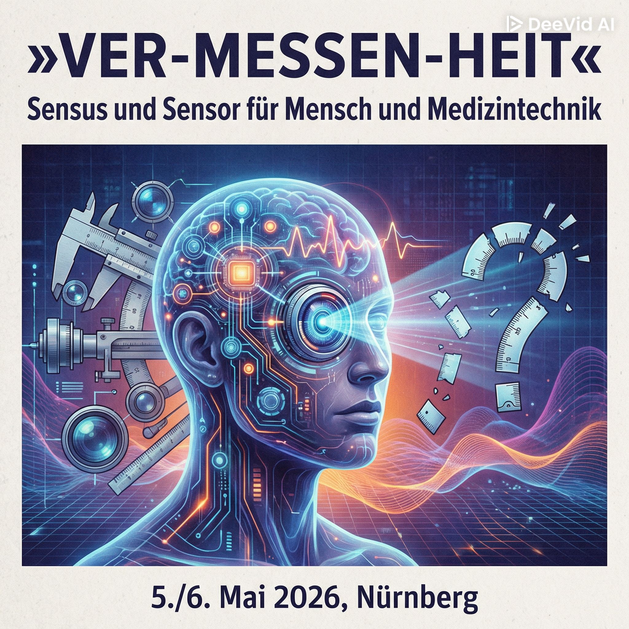 KI Bild, Grafik: Kopf, technische Geräte, Fragezeichen