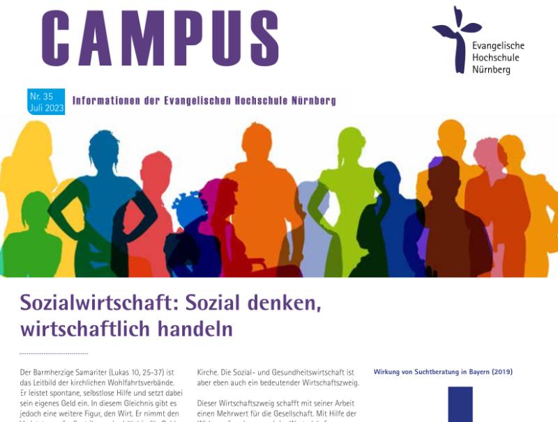 Titelbild der Juli-Campus-Ausgabe, Grafik mit Menschen 